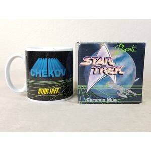 Star Trek Chekov Coffee Mug Teacup 10oz Beam Us Down New w/ Box 1991 Ceramic Vtg